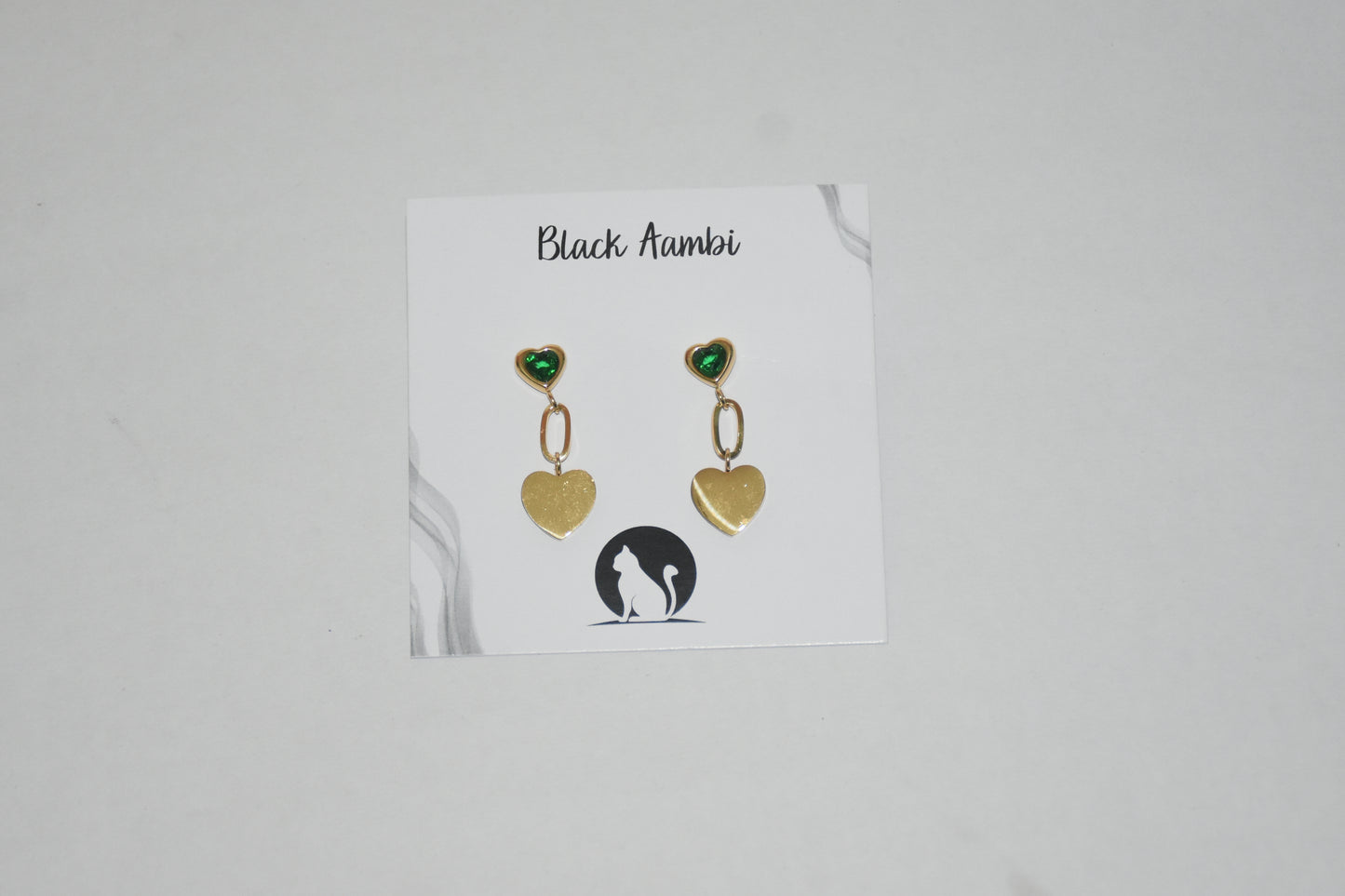 Emerald Heart Drop Earrings