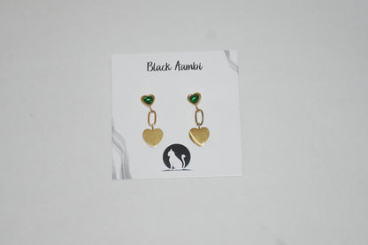 Emerald Heart Drop Earrings