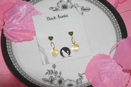 Emerald Heart Drop Earrings